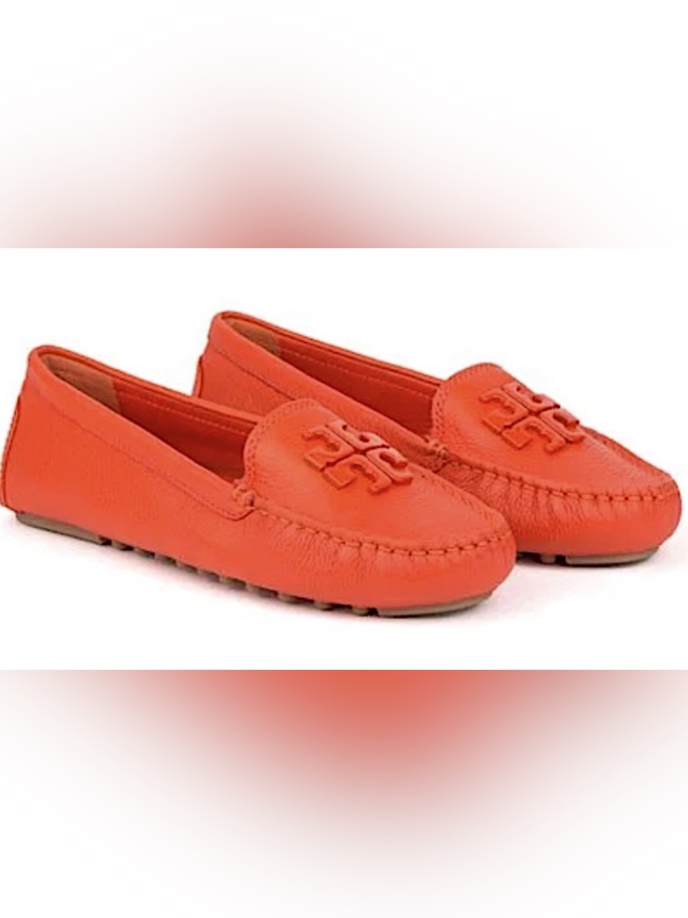 Tory Burch Orange Leather Driving Moccasins